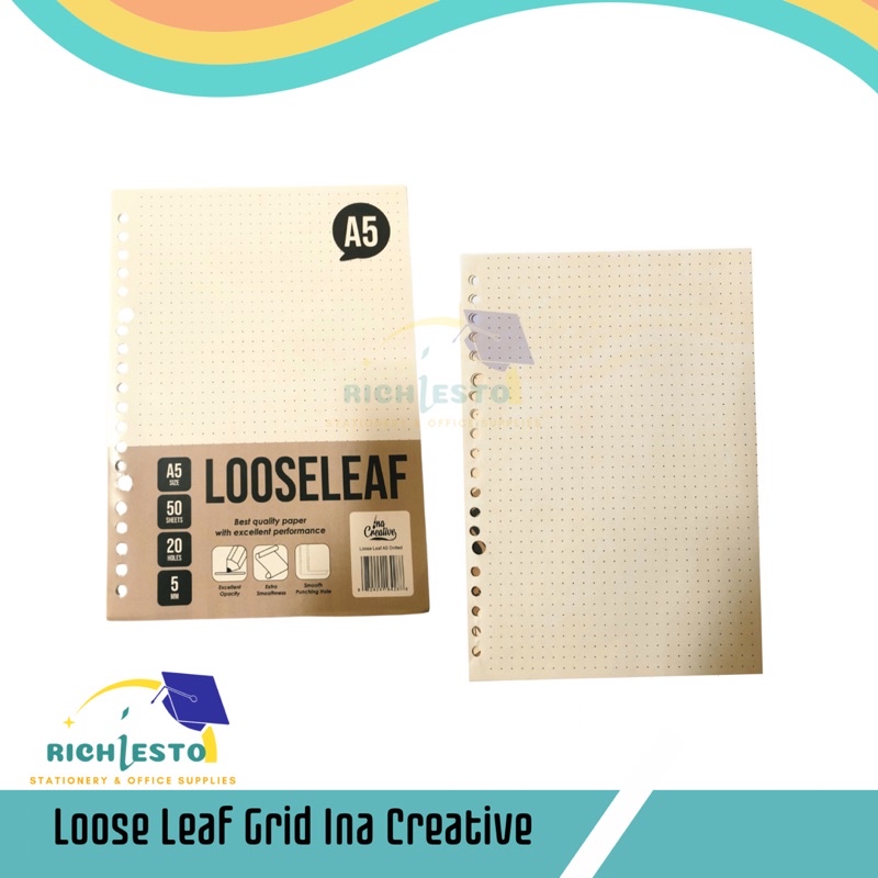 

INA CREATIVE Loose Leaf A5 Dotted Titik-titik 5mm/isi binder