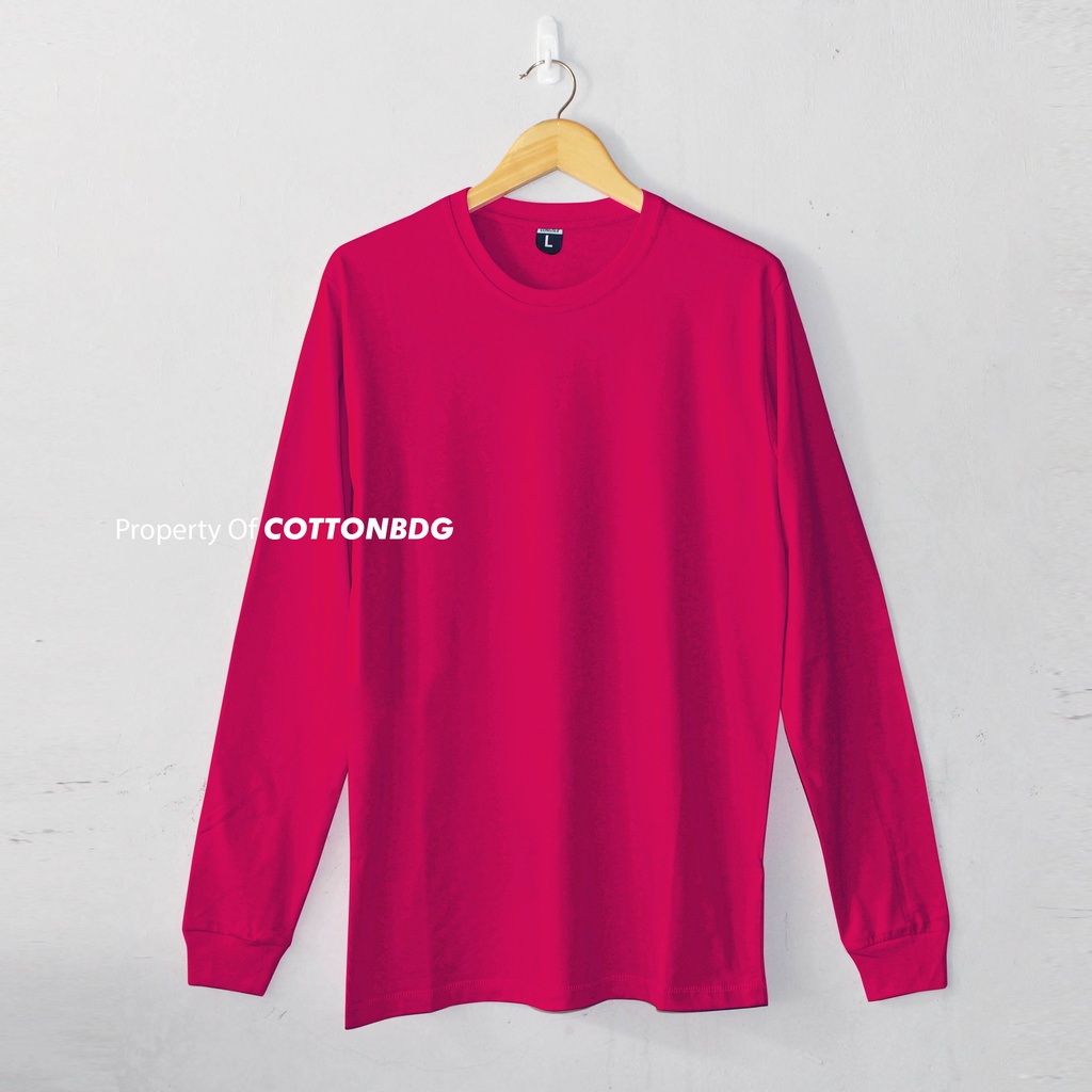 KAOS POLOS FUCHSIA WANITA LENGAN PANJANG UKURAN S-XL BAHAN COTTON COMBED 30S ORGINAL