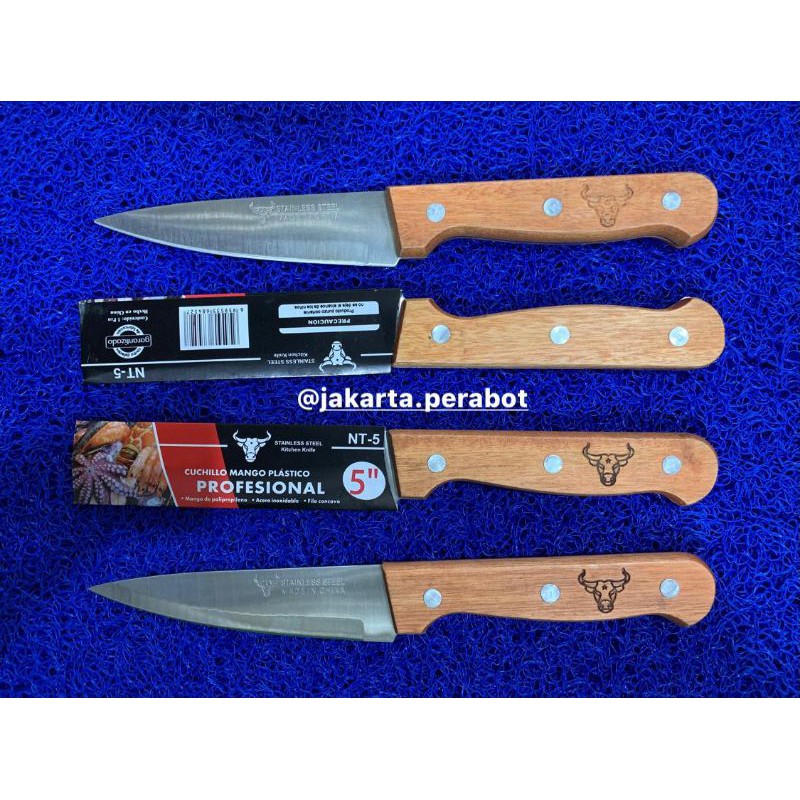 Pisau Dapur Kitchen Knife 5&quot;/ Pisau Buah / Pisau Serbaguna / Pisau Gagang Kayu Stenless