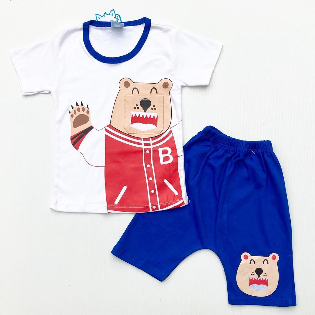 SPORTY BEAR Baju Setelan Kaos Celana Pergi Jalan Lucu Fashion Anak Bayi Cowok Laki Terlaris Lucu