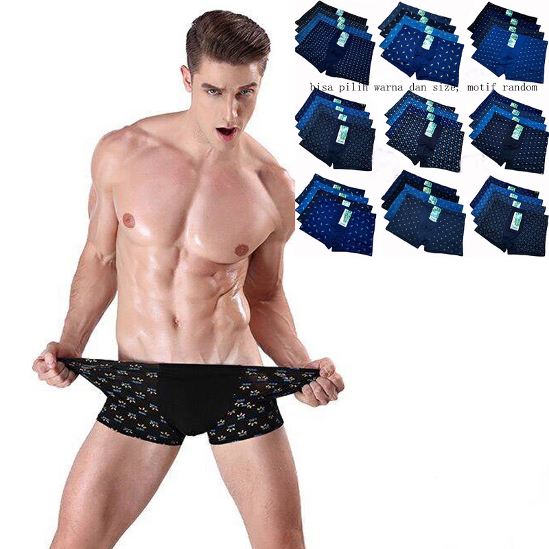 Celana Dalam Pria Boxer Sexy Tipis Boxer Celana Pendek Pakaian dalam Pria Polos&amp;Motif Y01