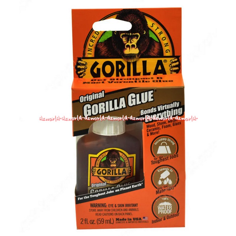 Gorilla Original Glue Bond Virtually Everything 59ml Lem Cair Kuat Kokoh untuk Kayu Batu Metal Keramik Gorila Glu