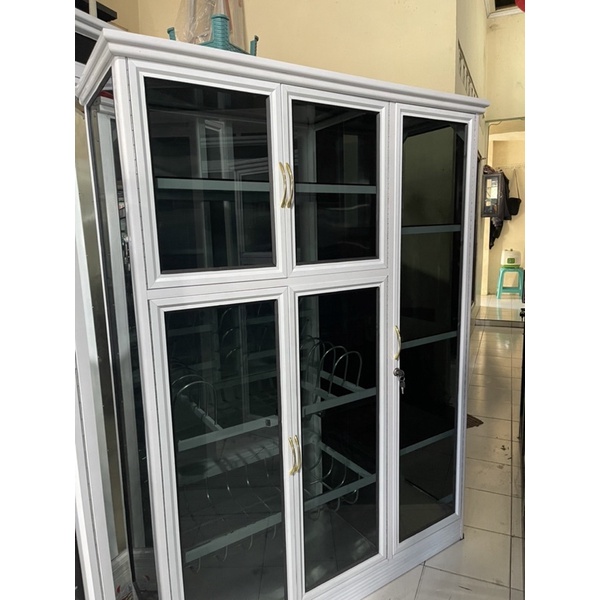 Almari rak piring aluminium white 3 pintu aluminium kediri khusus pengiriman kediri tulungagung ngan