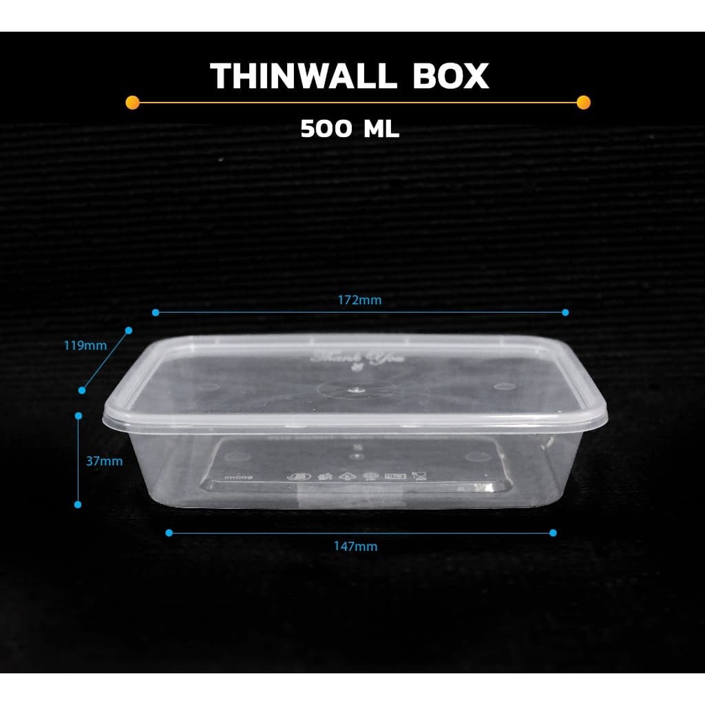 

Thinwall Box 500ml + TUTUP isi 25 pcs / Kotak Plastik Murah