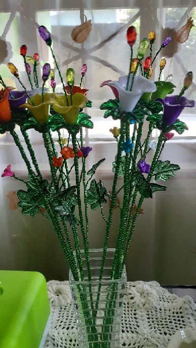 Bunga Lili Mini Ungu Manik Akrilik Per Tangkai