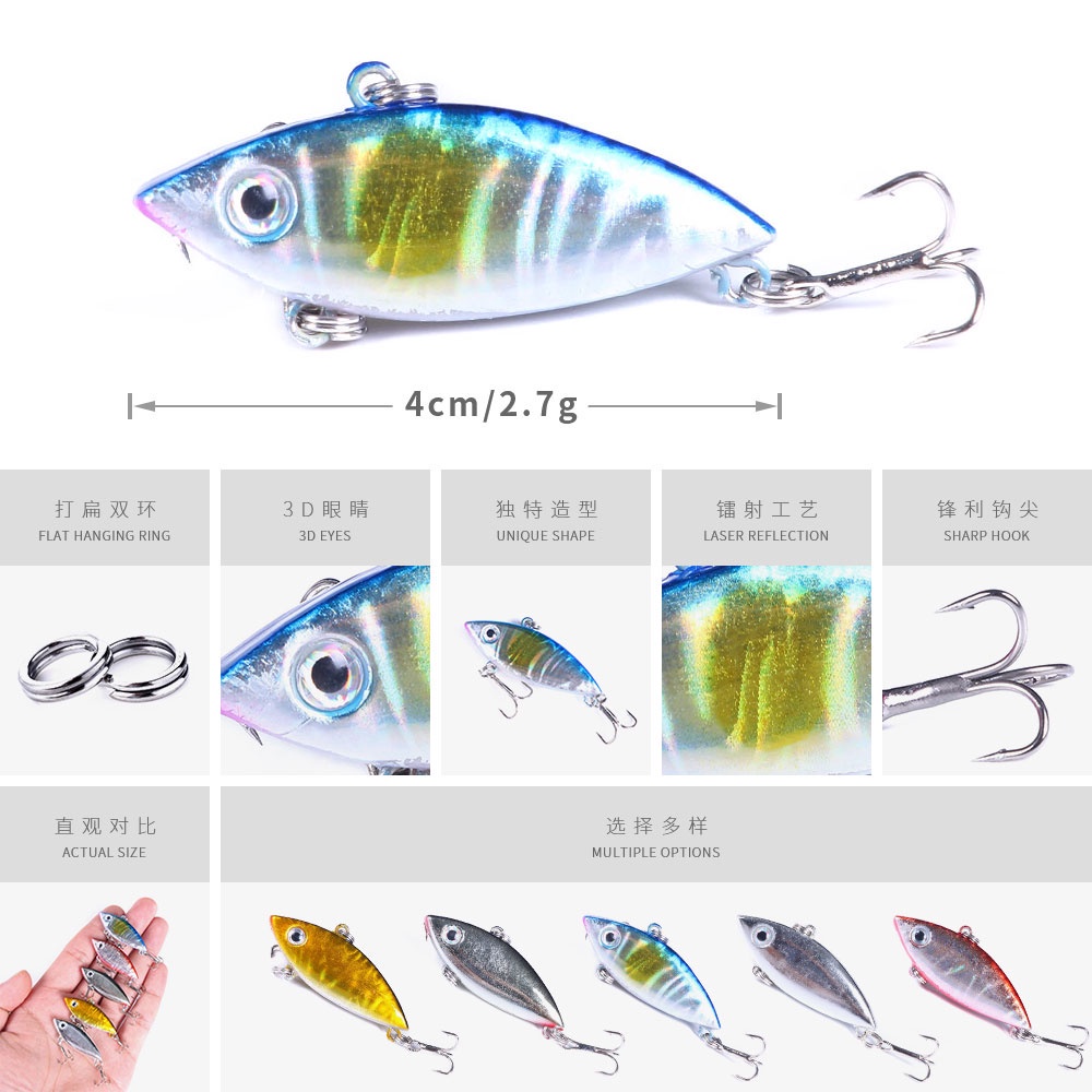 HENGJIA 5pcs Mini fishing Lures Wobblers fishing tackle 4CM-2.7G fishing Bait vibration Hard bait for fishing Artificial Baits accessories