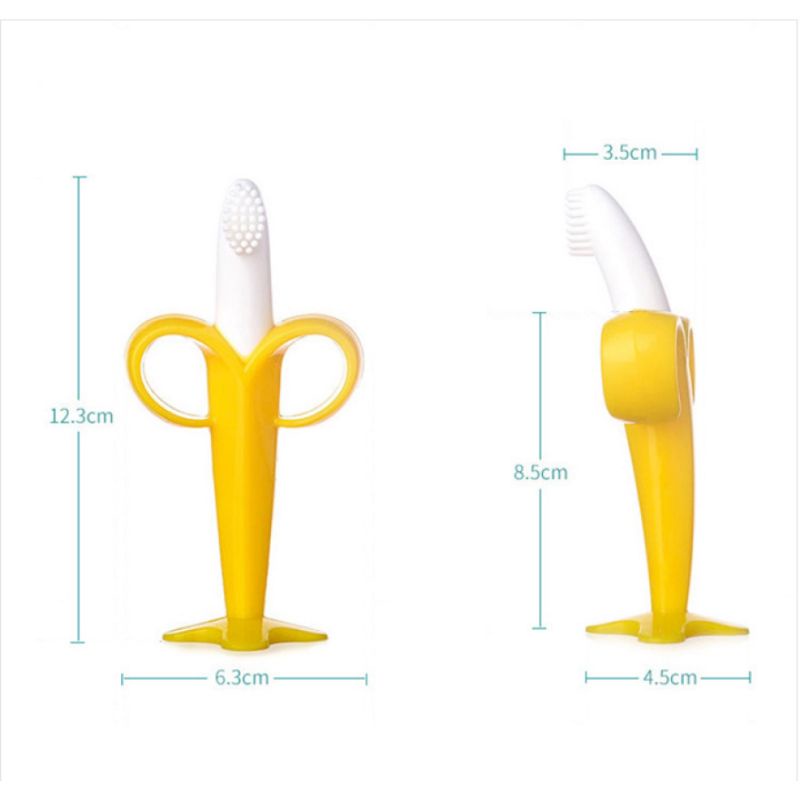 HK Sikat Gigi Bayi Baby Banana Toothbrush Teether Silikon BPA Free