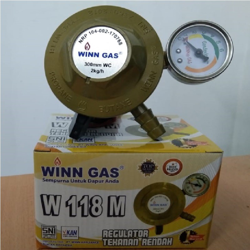 Regulator Kompor Winn Gas W 118 M Tekanan Rendah Meter / Meteran W118M