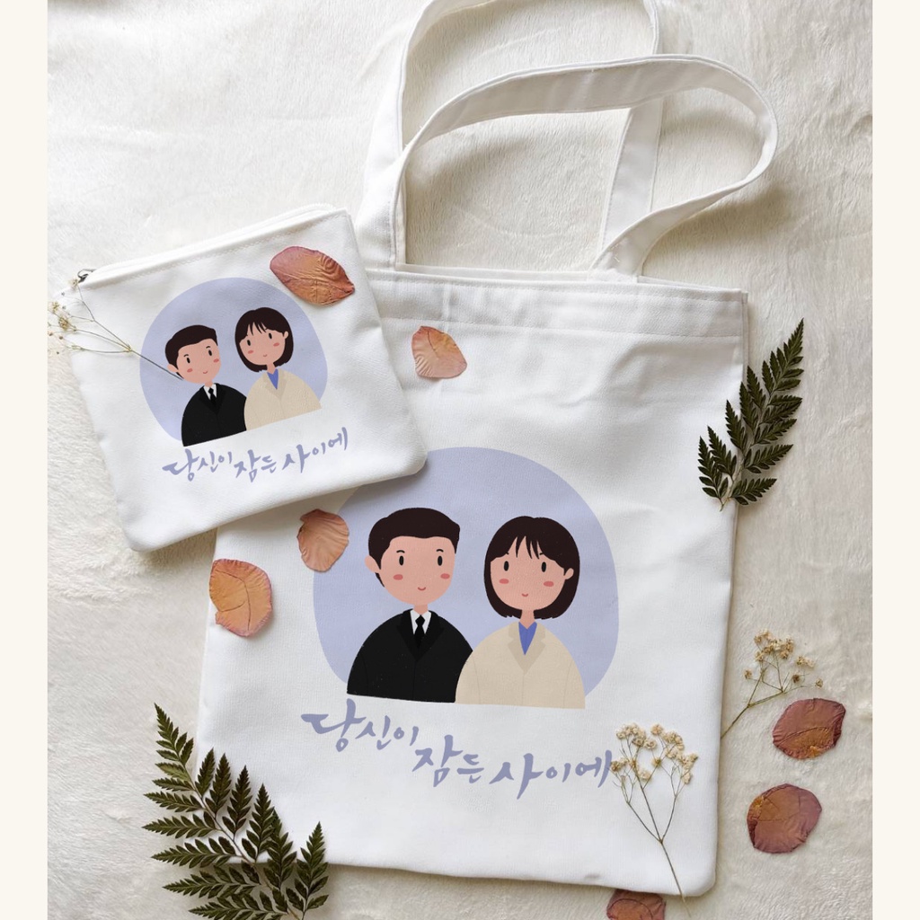 WHILE YOU WERE SLEEPING TOTE BAG + PENCIL CASE DRAMA KOREA / DRAKOR KIT / DRAMA KOREA FANKIT /DRAKOR