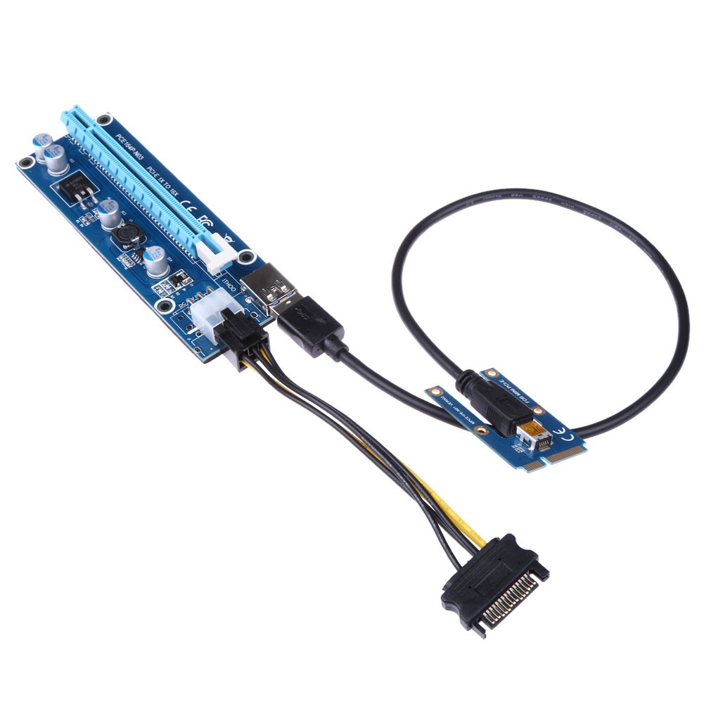 40cm USB 3.0 Mini PCI-E 16Pin ke PCIe Riser Card PCI Express 1x Ke 16x Ekstender dengan SATA