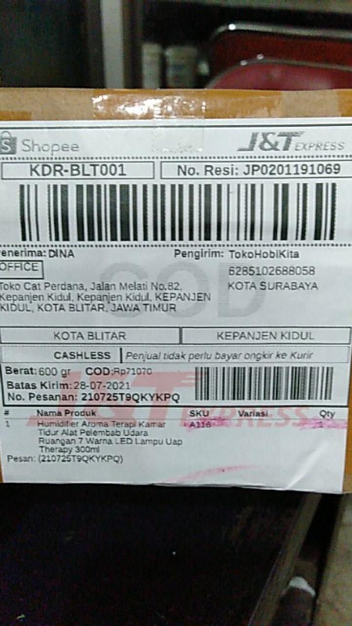 Humidifier Aroma Terapi Kamar Tidur Alat Pelembab Udara Ruangan 7 Warna Led Lampu Uap Therapy 300ml