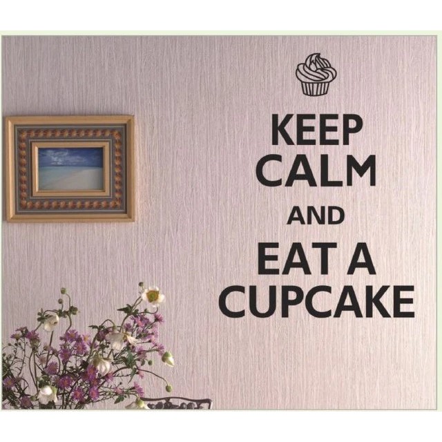 Wallsticker Quotes Keep Calm Cupcake Stiker Dinding Wallpaper Hiasan Dinding DF5207