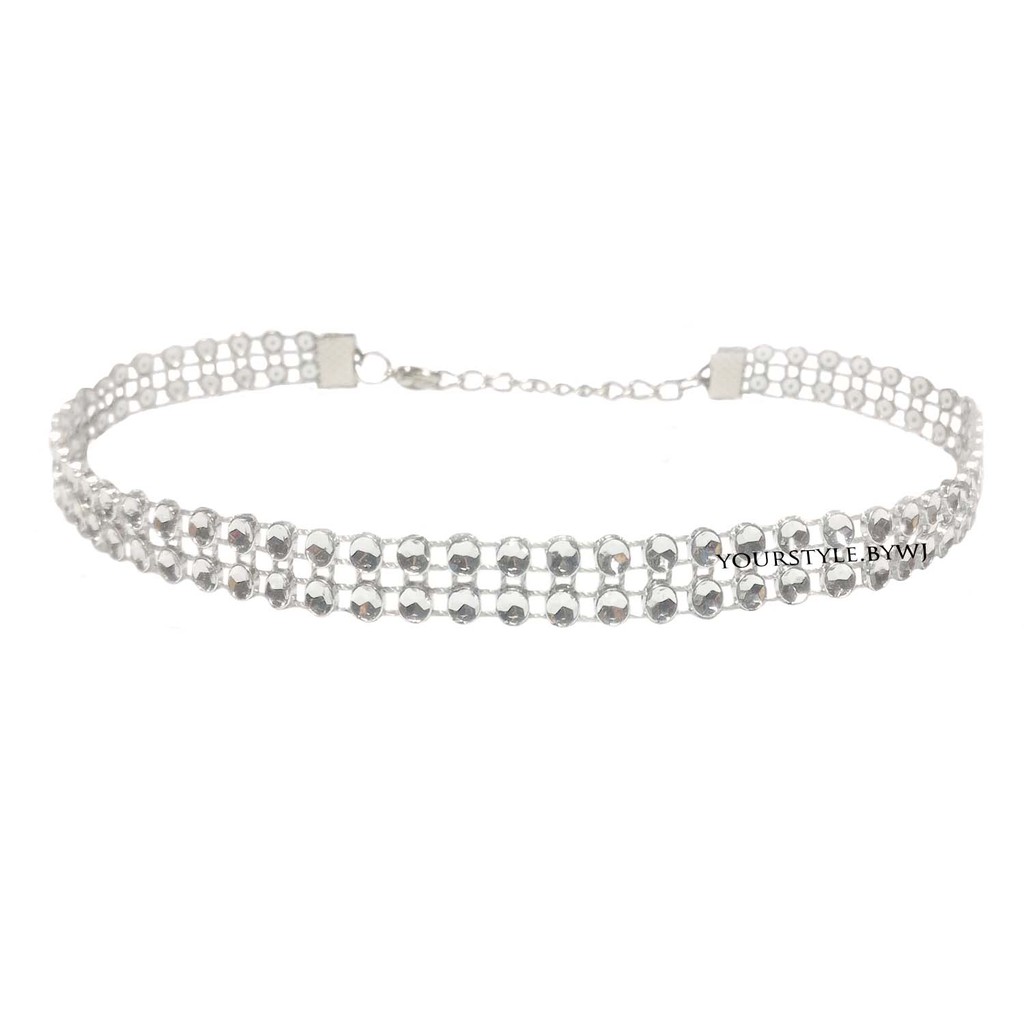 white diamond choker 1-7 row | choker diamond | kalung choker wanjishop