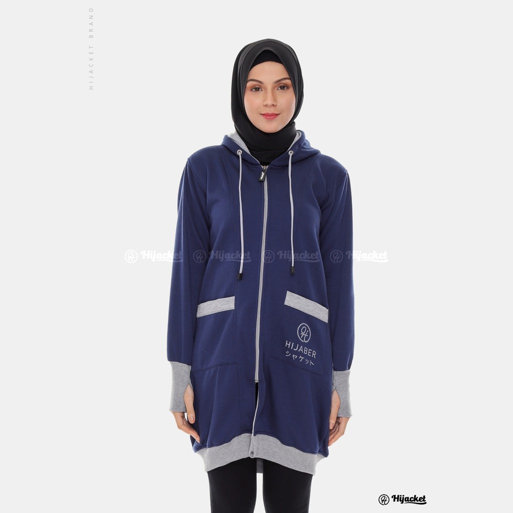 Hijacket Yukata (HJ YK) Jaket Japan With Finger Style Hijab Trendy Jaket Wanita Muslimah-ROYAL BLUE