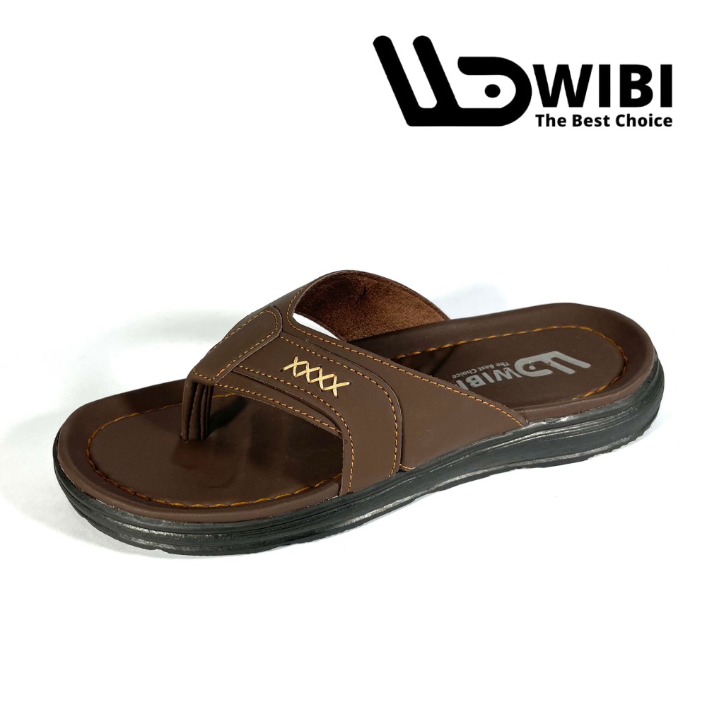 Sandal Kulit Pria Original WIBI Sendal Fashion Cowok Santai Traveling Trendy Casual Nyaman S 01