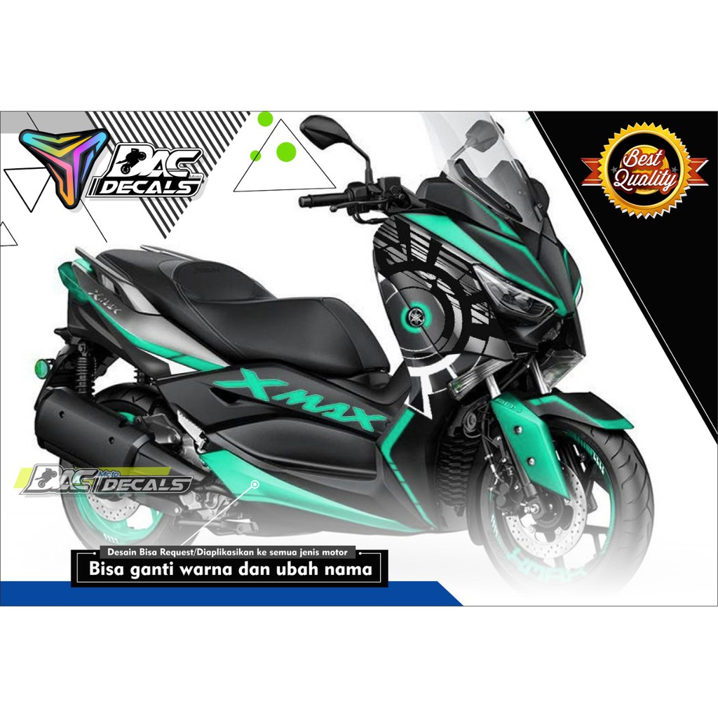 Sticker decal full body Yamaha XMAX Hitam Hijau Grafis