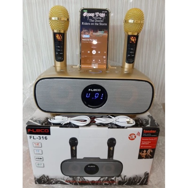 Speaker Bluetooth Fleco FL-316 Plus 2 mic wireless Salon Aktif Portable Speaker Aktif Super Bass Fleco FL 316