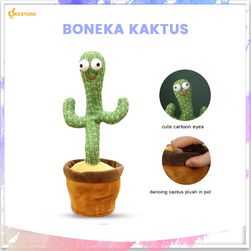 Kado Natal Cactus Toy Boneka Pintar Kaktus Joget Joged Goyang Bisa Ngomong Rekam Bicara Menari Dance