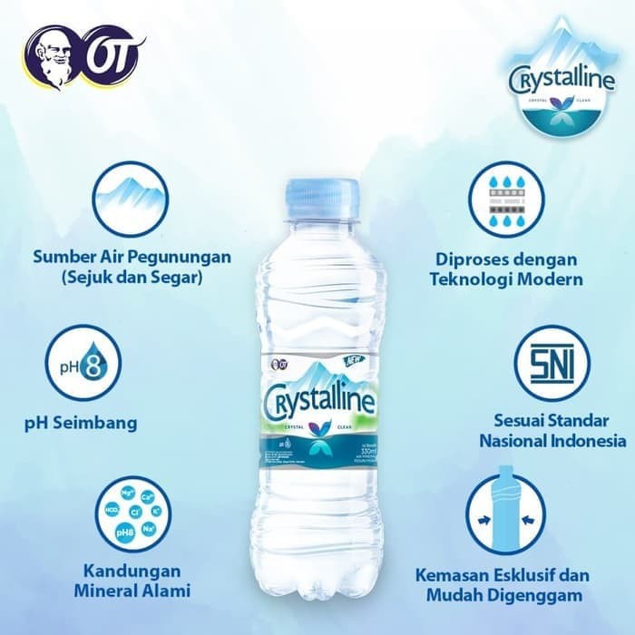 CRYSTALLINE AIR MINERAL ALAMI PEGUNUNGAN PH 8 / 330ML X 24 BOTOL