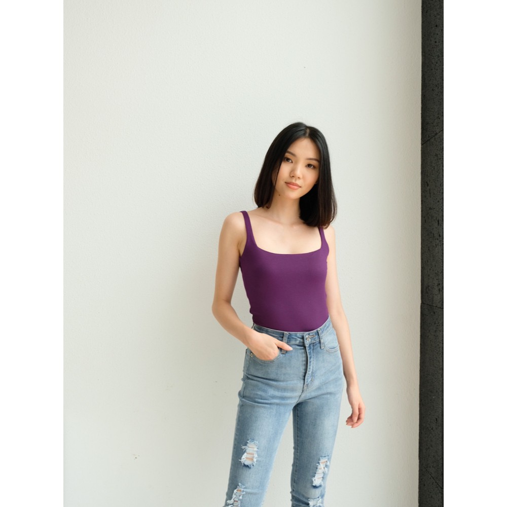 T-0255 Tanktop Square Basic Stretch-PLUM