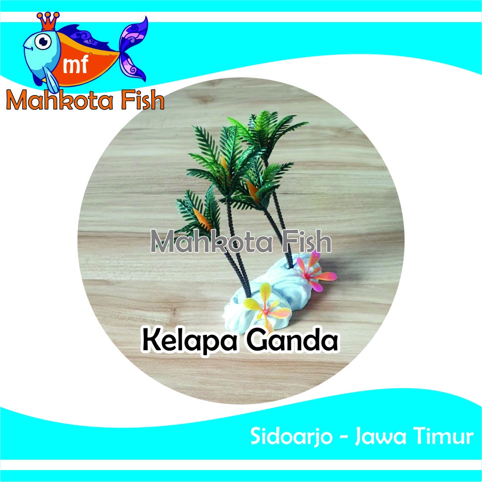 Hiasan Aquarium KELAPA GANDA Bagus | Bunga Plastik Aquarium | Bunga Hiasan Aquarium | Tanaman Hias Aquarium