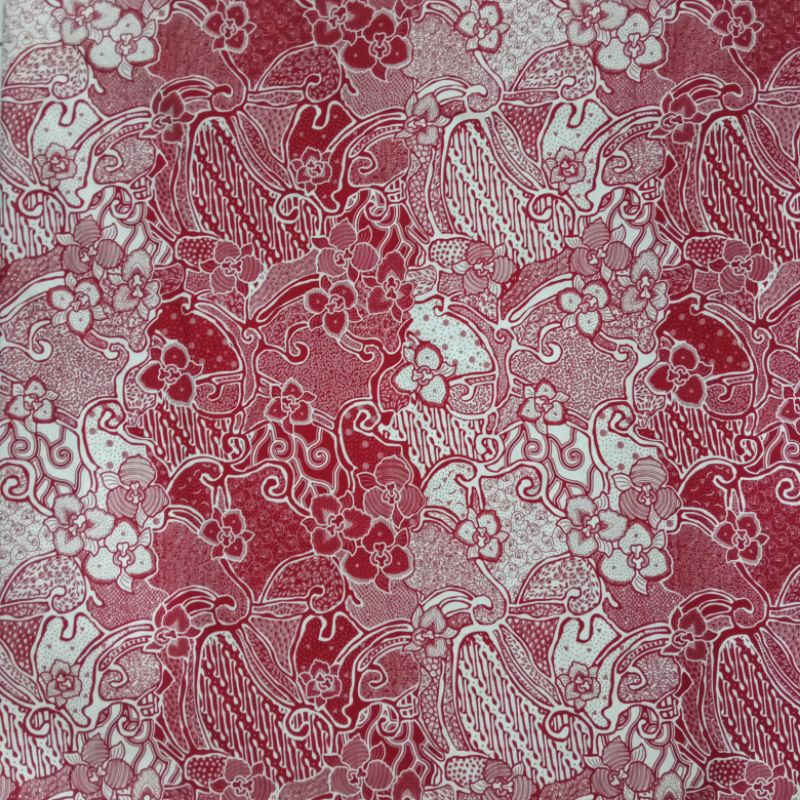 Kain Meteran Batik Bahan Katun Merah Putih