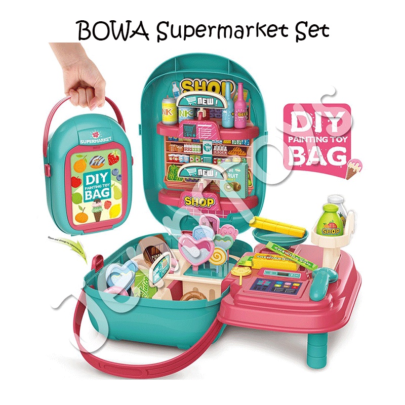 JennToys - Mainan anak pretend play Dokter set make up dandan dress up tas koper dokter set supermarket set kitchen set - 3 in 1 BEAUTY SET DRESSER