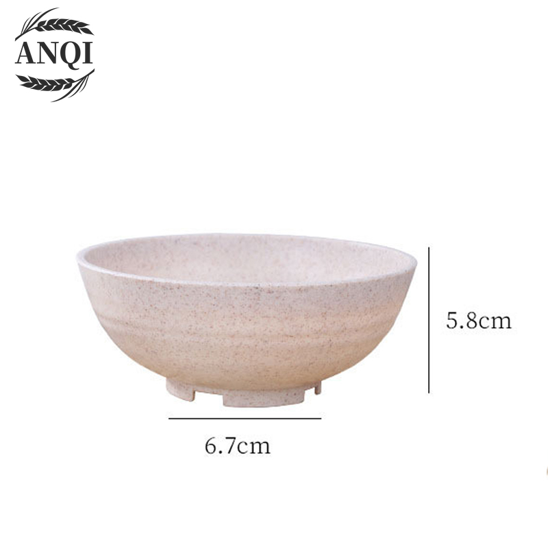 ANQI 4Pcs Mangkok Bowl Mangkuk Plastik Microwave Warna Warni Set Mangkuk Gandum Quality Wheat Bowl