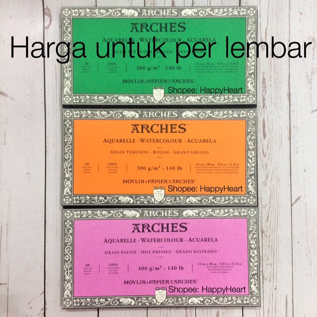 

Arches Watercolor Paper 300gsm Cold Pressed, Rough, Hot Pressed Potongan
