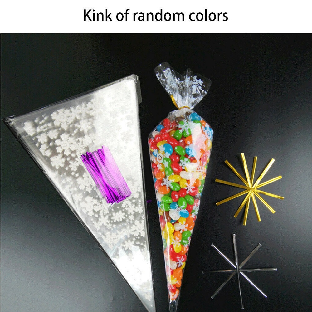 100pcs / set Kantong Plastik OPP Bentuk Segitiga Untuk Permen / Es Krim / Natal / Halloween