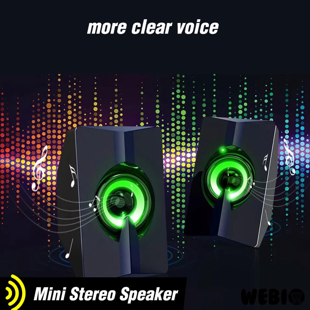 Speaker USB A12 Sepeker LED Mini RGB Desktop Gaming Laptop PC Komputer Game Full Bass Murah Portabel