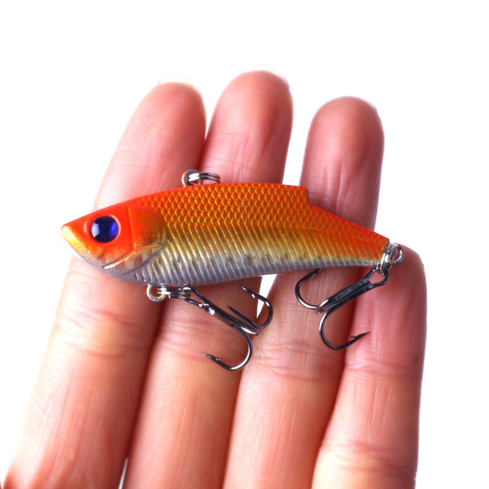 HENGJIA 1pcs 5.5cm/10g Umpan VIB pancing 3d lifelike eyes swimbait ikan fishing lure ikan hooks kait