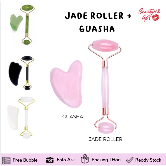 JADE ROLLER Hitam Dupe Herbivore Face roller / jade roller putih / alat pijat wajah / alat muka