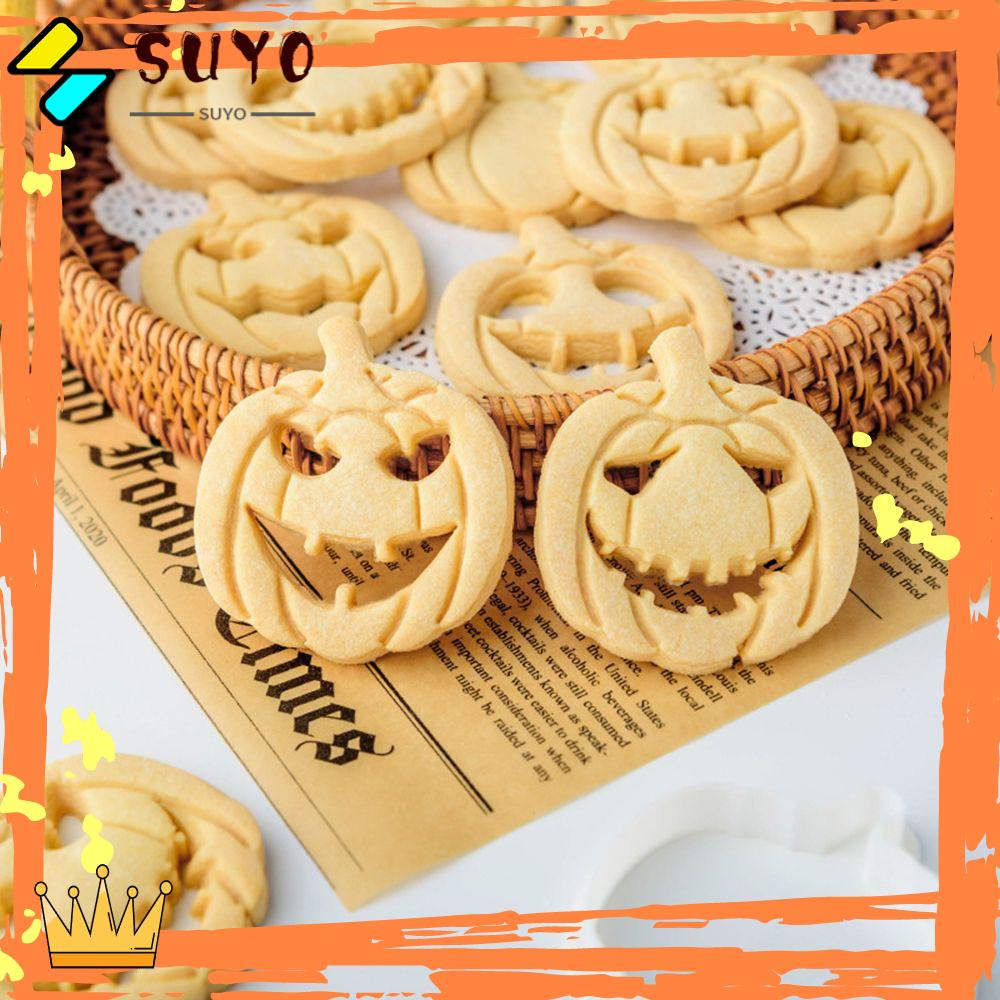 Suyo 9pcs / set Cetakan Kue / Biskuit / Fondant 3D Tema Halloween Bahan Plastik