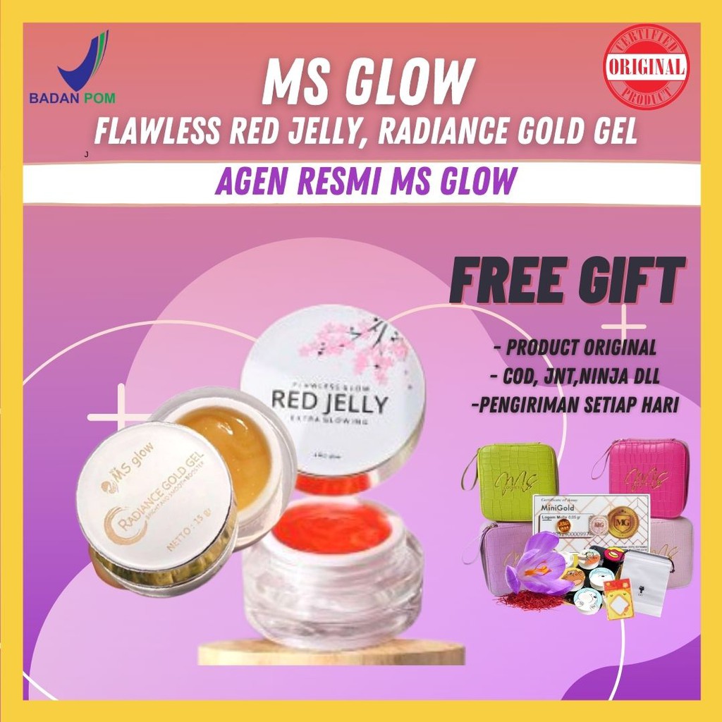 (FREE GIFT/BISA COD) RED JELLY/RADIANCE GOLD GEL MS GLOW ORIGINAL AGEN RESMI MS GLOW SURABAYA