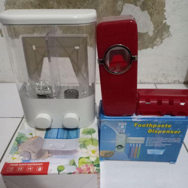[ Cod ] Paket Alat Perlengkapan Kamar Mandi Dispenser Sabun Dan Dispenser Odol