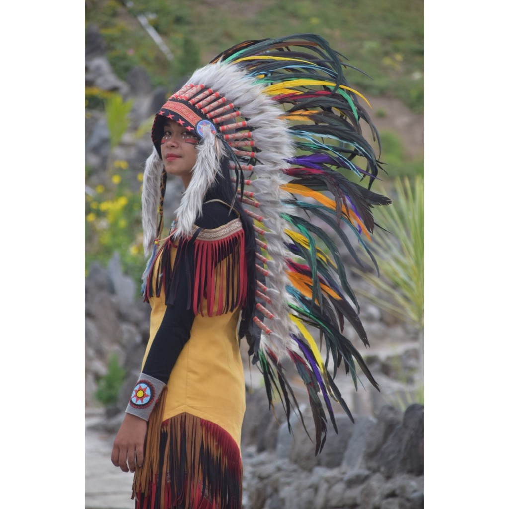 TOPI INDIAN - INDIAN HEADDRESS MEDIUM AYAM BILABONG  RAINBOW