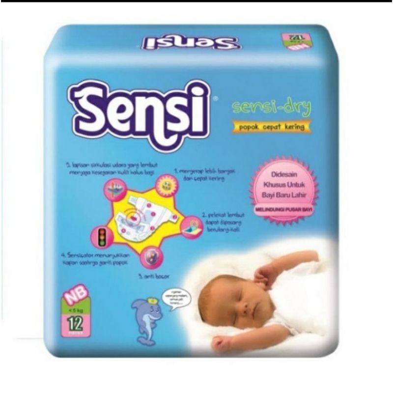 SENSI POPOK PEREKAT DRY NEW BORN NB-12 (POPOK BAYI BARU LAHIR)