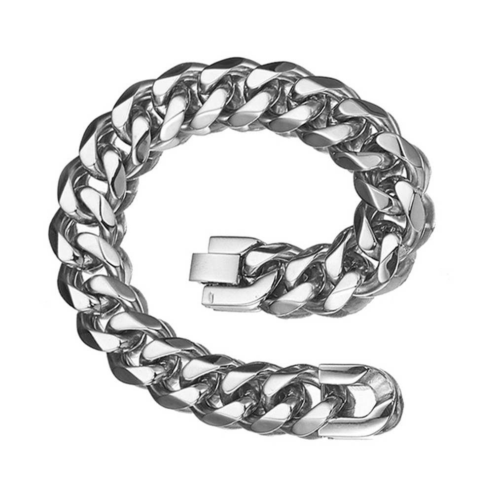 Titanium Steel Stainless Super Tebal Gelang Rantai Perak | Perhiasan Fashion Pria dan Wanita Perhiasan Pasangan