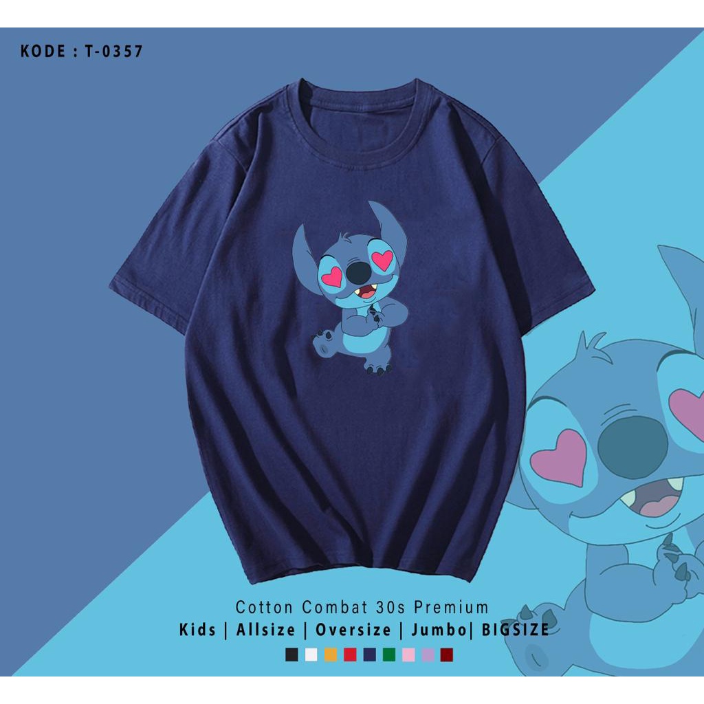 KAOS STICH MOTIF LOVE / KAOS SIMPLE / KAOS SANTAI / KAOS OVER SIZE / UK M-XL / KAOS LENGAN PENDEK / O NECK/ KAOS PRIA WANITA