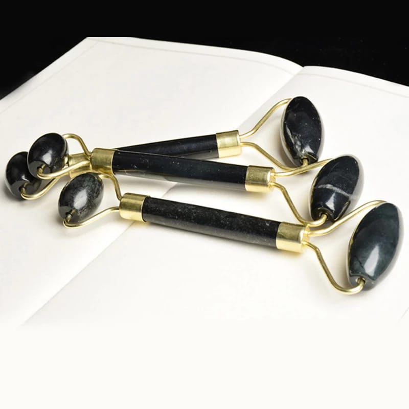 (READY JAKARTA) Jade roller black obsidian real stone face massager