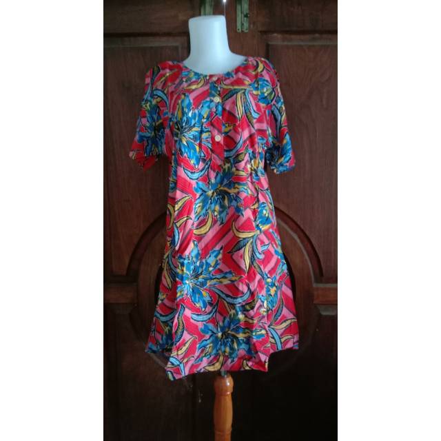 Daster MIDI Mini Dress Kencana Ungu Label biru ORI