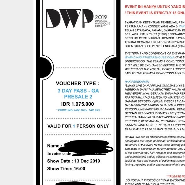 Tiket Djakarta Warehouse Project DWP 2019