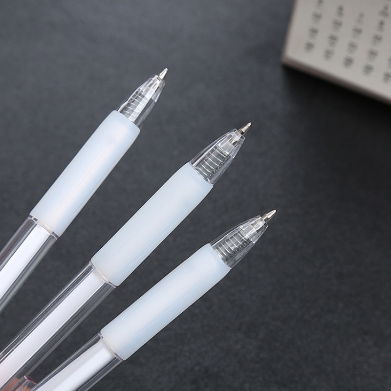 5pcs 0.5mm Black Ink Transparent Press Signature Gel Pen School Office Stationery Supplies