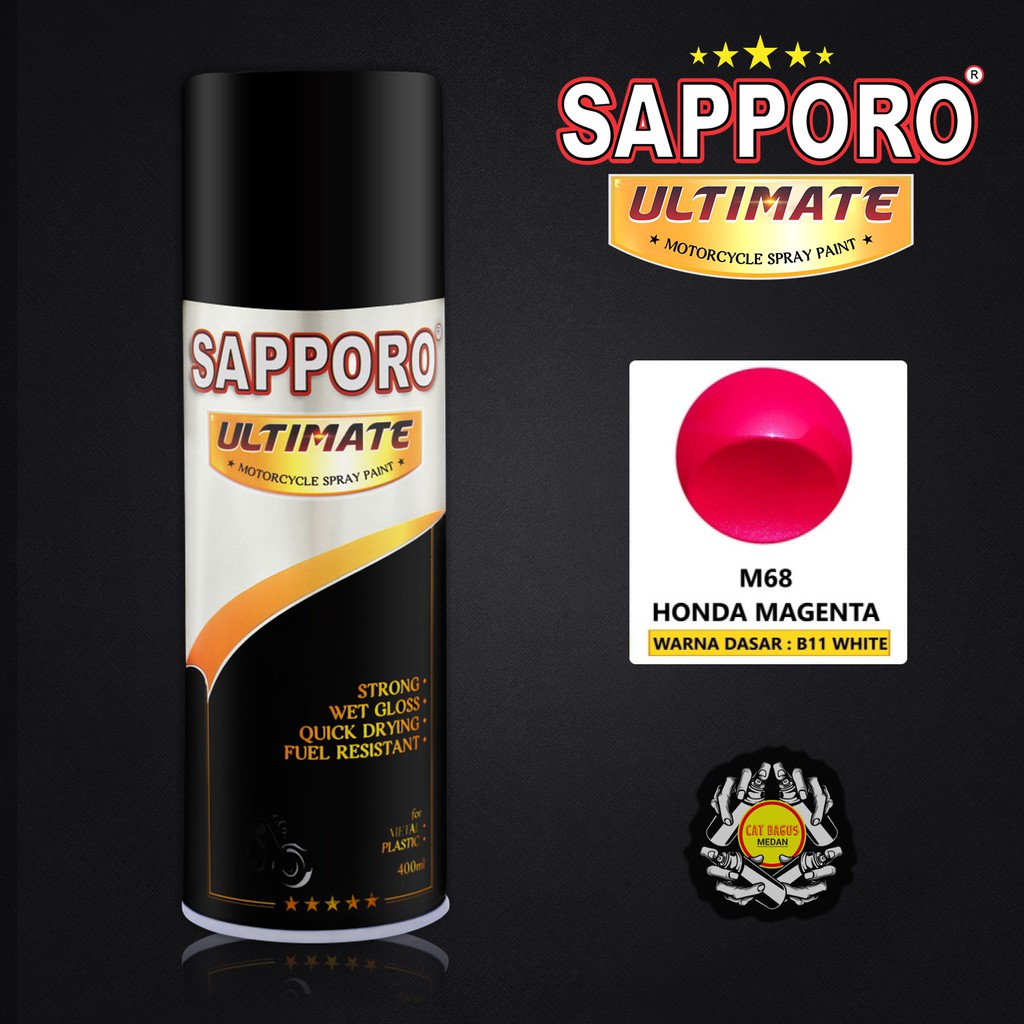 SAPPORO ULTIMATE M68 HONDA MAGENTA CAT SEMPROT 400 ML CAT MOTOR AEROSOL PYLOX M 68 PINK TUA METALLIC