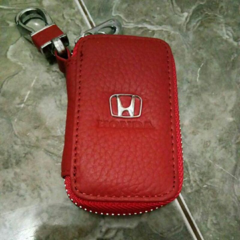 Dompet Stnk MOBIL MOTOR plus gantungan kunci LOGO honda warna merah hitam cream / coklat UNIVERSAL