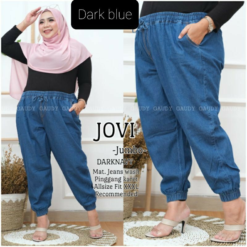 (Bisa COD) Jogger Jeans Wanita Jumbo/ Celana Joger Jeans Wanita Super Jumbo