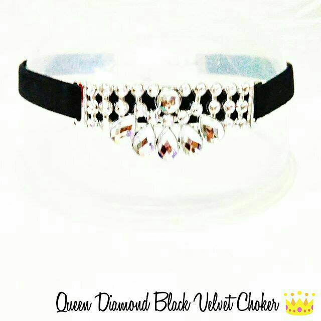 Queen Diamond Black Velvet Choker Necklace | Kalung Handmade Premium Collection