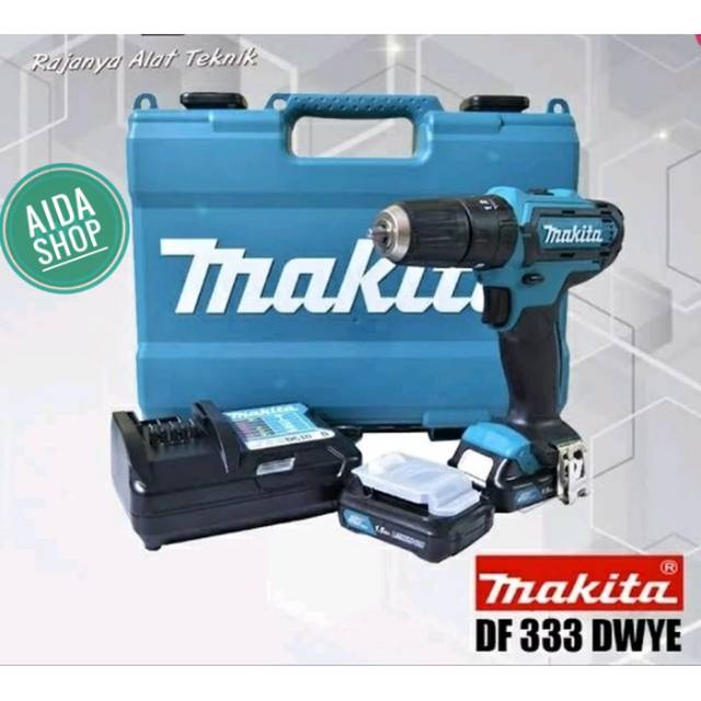 Promo New Mesin Bor Baterai Makita DF333DWYE 12V Cordless Drill Screwdriver DF 333 DWYE Bor Batre Ob