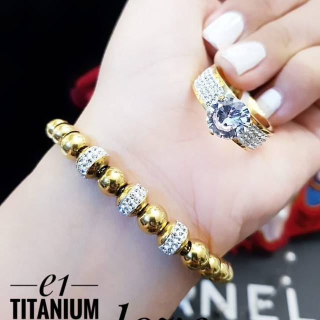 Titanium gelang dan cincin 0105k